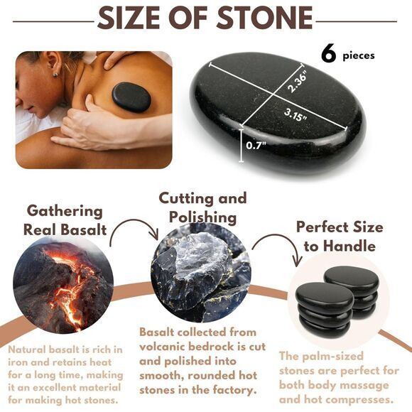 8 Pieces Massage Stone Set Hot Rocks Oval Shaped (4217) - Picture 6 of 6